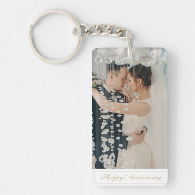 Porte-clefs Script d'anniversaire avec photo personnalisée (Devant)