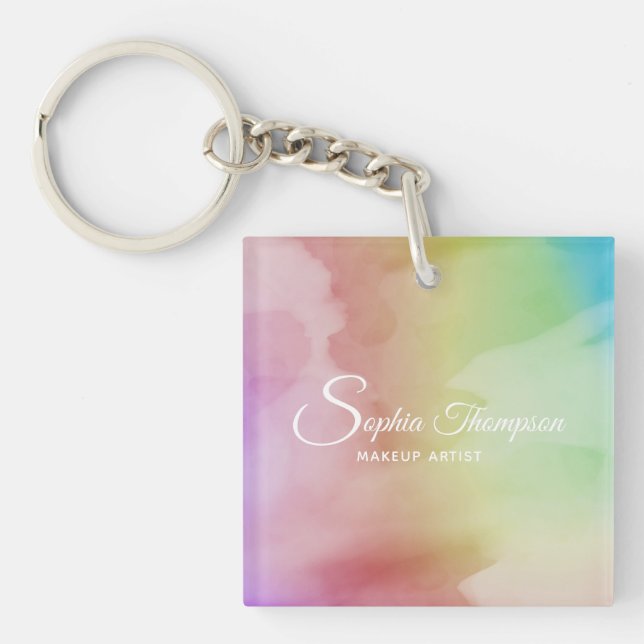 Porte-clefs Script d'aquarelle moderne Rainbow Pastel - Porte  (Devant)