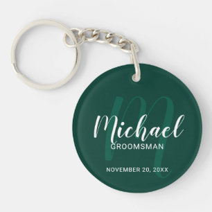 Porte-clefs Script moderne Groomsmen personnalisé Monogramme&N