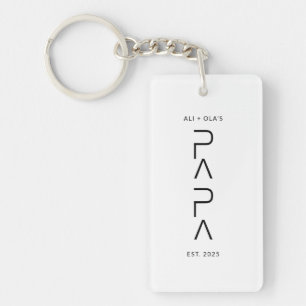 Porte-clefs Script Papa vertical avec Fête des pères Nom enfan
