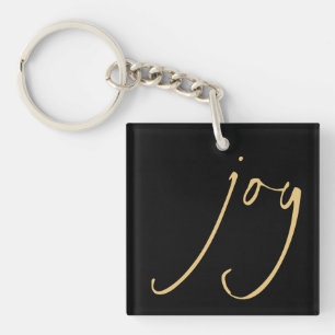 Porte-clefs Script tendance Joy Christmas Gold Black Porte - c