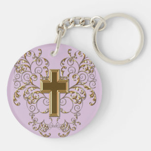 Porte-clefs Scrolls et Porte - clé croisé, violet et or