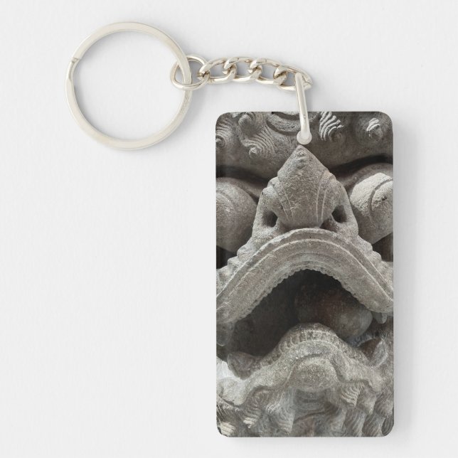 Porte-clefs Sculpture de roche en granit de chien Foo dragon c (Devant)