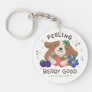 Porte-clefs Se sentir très bien : Chien mignon avec des baies