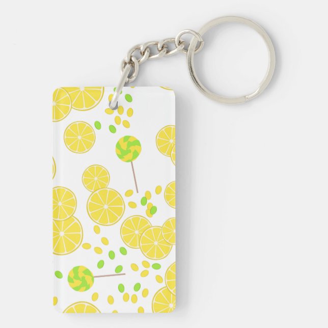 Porte-clefs Seamless bright lemon slices candy lollipops (Dos)