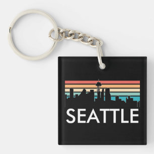 Porte-clefs Seattle Washington Retro Sunset Skyline tendance