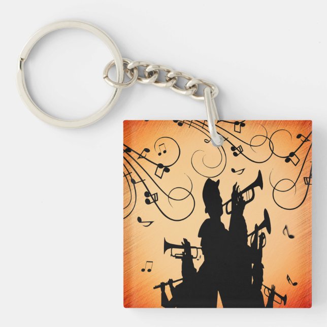 Porte-clefs Section Trumpet Jazz Musique Orange Rust (Devant)