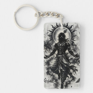 Porte-clefs Seigneur divin Krishna Silhouette sombre Art grung