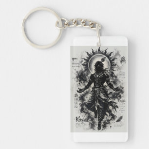 Porte-clefs Seigneur divin Krishna Silhouette sombre Art grung