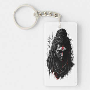 Porte-clefs Seigneur Shiva Mahakal Grunge Foncé Art Splash Pui