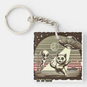 Porte-clefs Selfie OVNI de chat : Invasion Vintage #01
