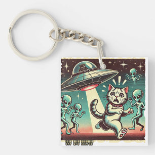 Porte-clefs Selfie OVNI de chat : Invasion Vintage #02