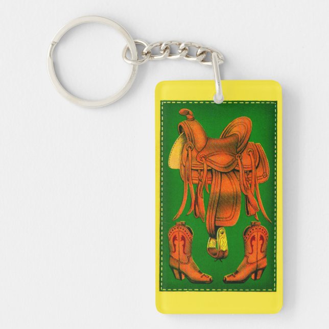 Porte-clefs Selle occidentale et bottes de cowboy (Devant)