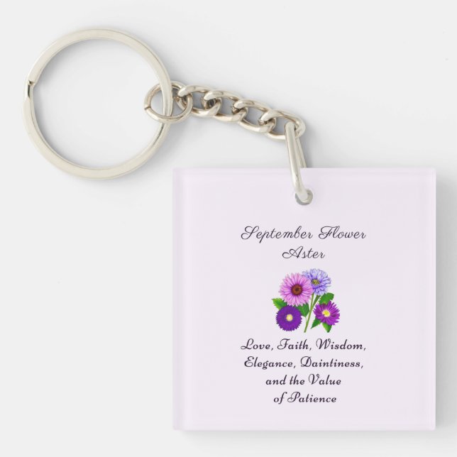Porte-clefs Septembre Mois de naissance Aster personnalisé (Devant)