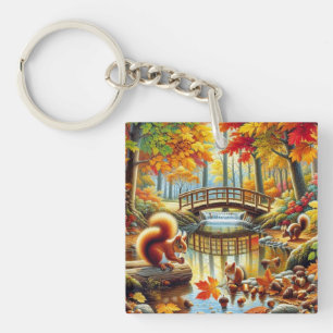 Porte-clefs Sérénissime Forêt d'automne peinture de la scène