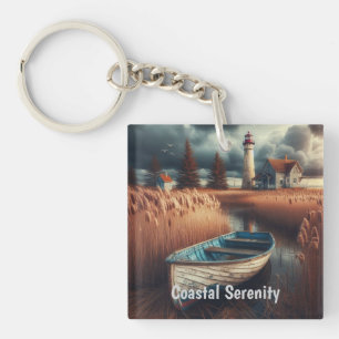 Porte-clefs Sérénité côtière : Phare et bateau à moteur