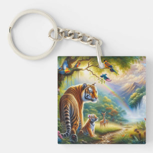Porte-clefs Sérénité dans la peinture forestière enchantée