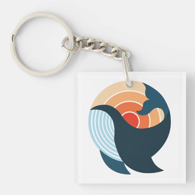 Porte-clefs Sérénité du coucher de soleil : Le saut d'un balei (Devant)