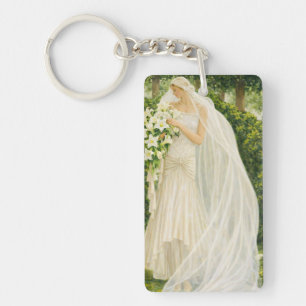 Porte-clefs Sérénité en ivoire : une mariée dans une rêverie d