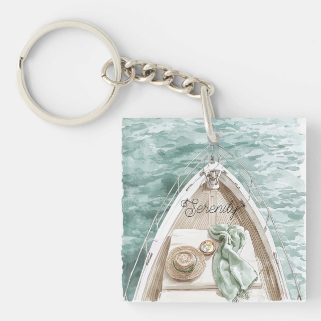 Porte-clefs Serenity Calm Ocean Boat (Devant)