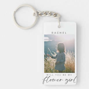 Porte-clefs Serez-vous ma Flower Girl Photo Chic Minimalist