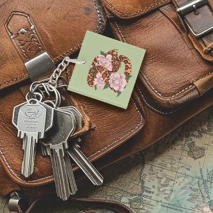Porte-clefs Serpent des blés vibrant Fleurs de pivoine roses V
