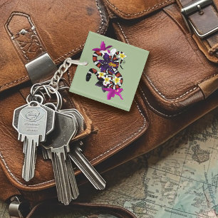 Porte-clefs Serpent laitier floral exotique vert
