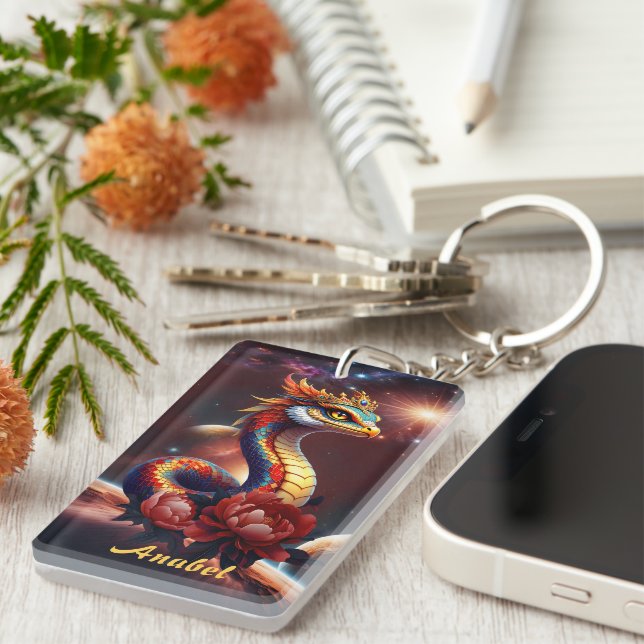 Porte-clefs Serpent royal étoilé de l'univers. (Devant droit)