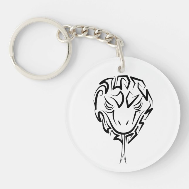 Porte-clefs Serpent tribal noir et blanc (Devant)