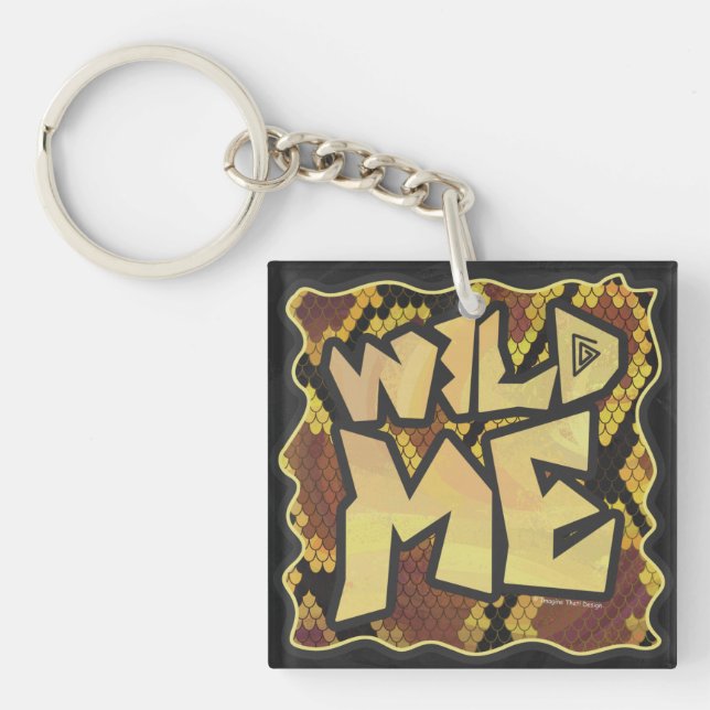 Porte-clefs Serpent Wild Me Brown et imprimé or (Devant)