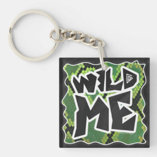 Porte-clefs Serpent Wild Me noir et vert impression