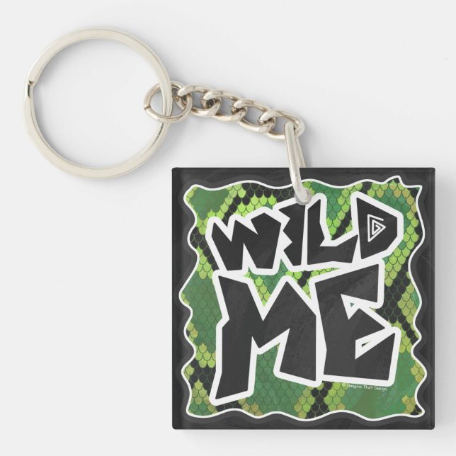 Porte-clefs Serpent Wild Me noir et vert impression (Devant)