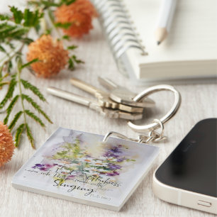 Porte-clefs Servez le Seigneur avec une joie florale