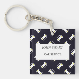 Porte-clefs Service de voiture motif silhouette blanche bleu