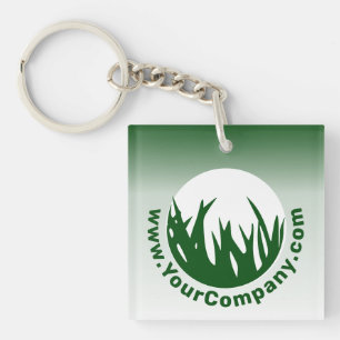Porte-clefs Service d'entretien de pelouse Green White Logo WW