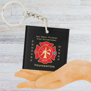 Porte-clefs Service des incendies Emblem Courage Design d'honn