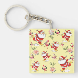 Porte-clefs Serviettes à motif de Noël Santa Flamant Tropical