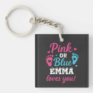 Porte-clefs Sexe personnalisé Révéler rose ou bleu bébé Showe