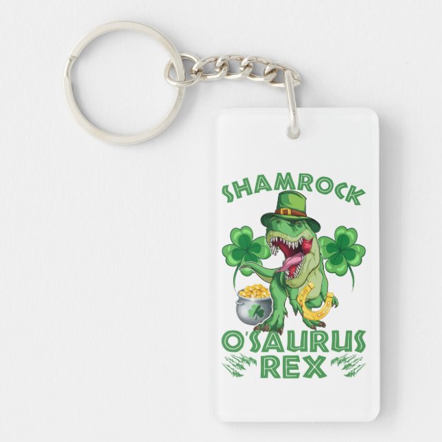 Porte-clefs Shamrock O'saurus Rex | Saint Patrick's Day (Devant)