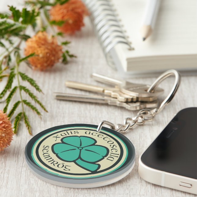 Porte-clefs Shamrock vert Saint Patrick's Day Floral Art (Devant Droit)