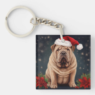 Porte-clefs Shar Pei Chien dans Noël de neige