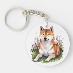 Porte-clefs Shiba Inu Chien couleur Porte - clé aquarelle Art