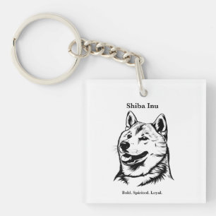 Porte-clefs Shiba Inu Portrait Ligne Noire Illustration