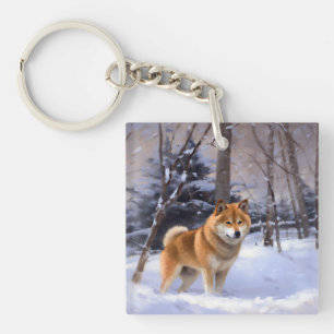 Porte-clefs Shiba Inu Qu'il neige Noël 