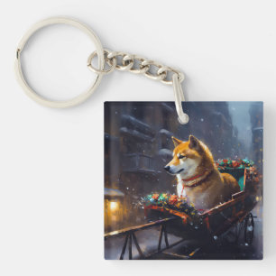 Porte-clefs Shiba Inu Saison des Fêtes de Noël