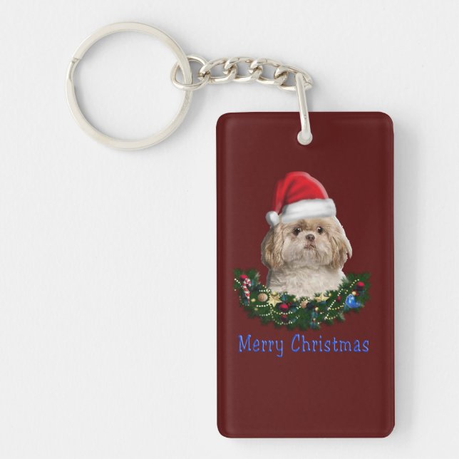 Porte-clefs Shih-Tsu Dog Christmas (Devant)