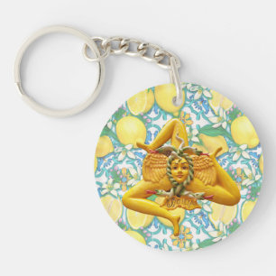 Porte-clefs Sicile Trinacrie Jaune Ornement de Citron Italien