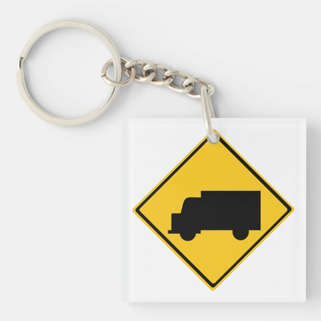 Porte-clefs Signal d'avertissement de camion routier (Devant)