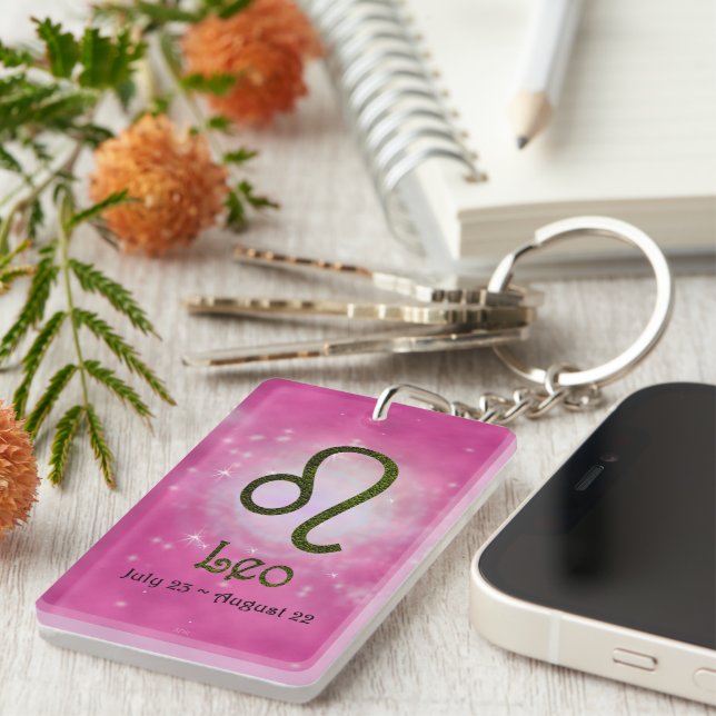 Porte-clefs Signe astrologique Leo Zodiac couleur (Devant droit)