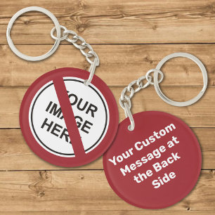 Porte-clefs Signe circulaire d'interdiction avec texte et imag